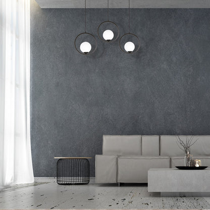 Boston Pendant Lamp Hand Made From Black Metal And White Glass