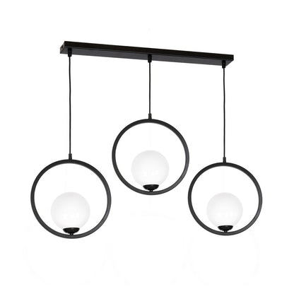 Boston Pendant Lamp Hand Made From Black Metal And White Glass