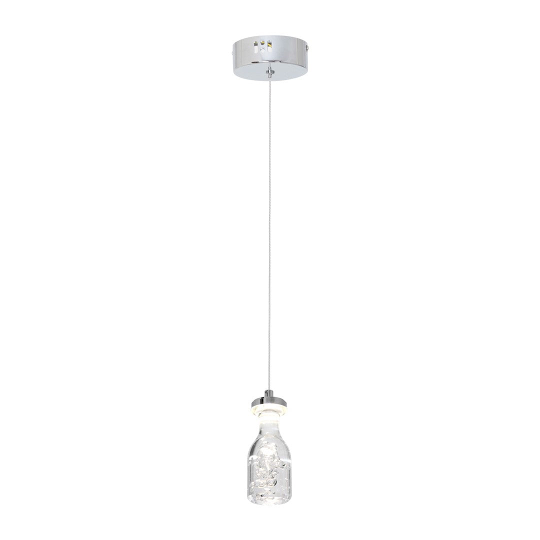 Bottle LED Pendant Light Glass And Chrome Ultra Low Energy