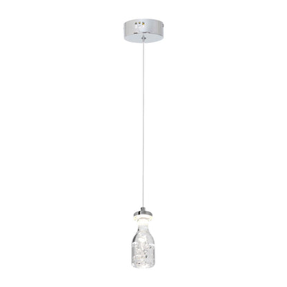 Bottle LED Pendant Light Glass And Chrome Ultra Low Energy