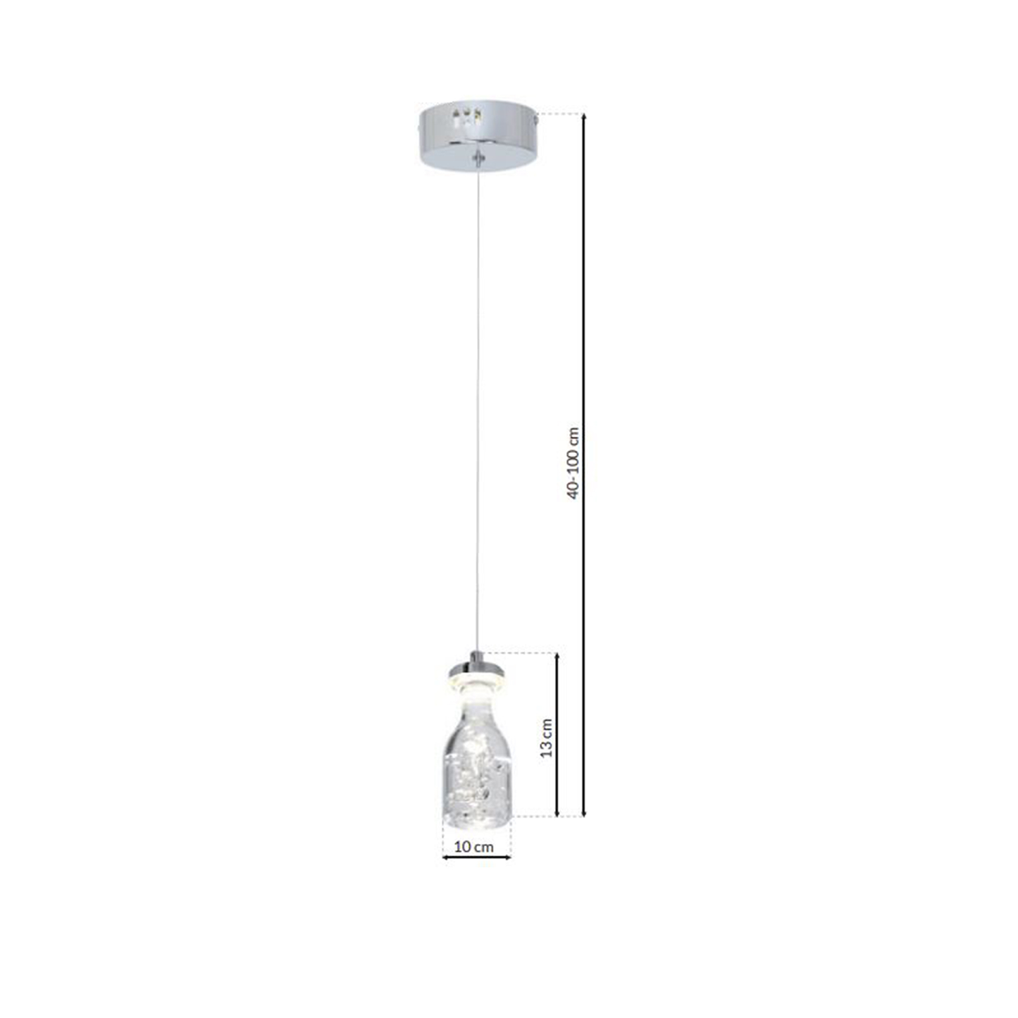 Bottle LED Pendant Light Glass And Chrome Ultra Low Energy