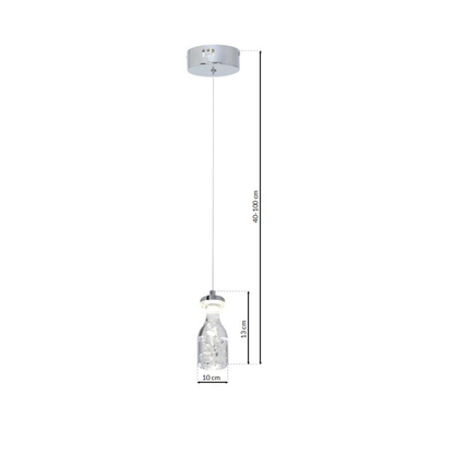 Bottle LED Pendant Light Glass And Chrome Ultra Low Energy