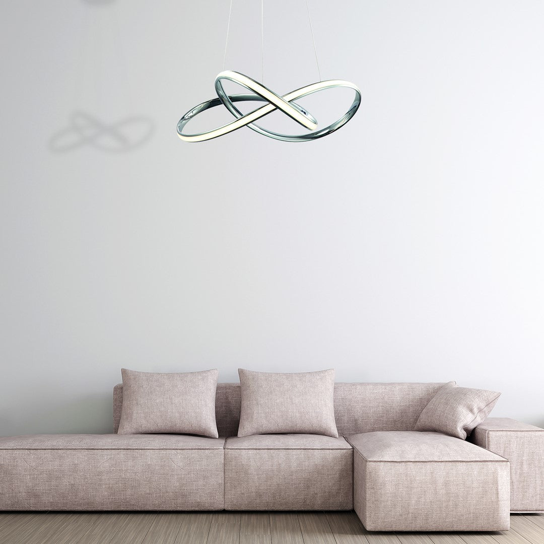 Cappio LED Designer Pendant Light Elegant Chrome Curves
