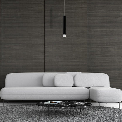 Carbon Designer Black Built In LED Pendant Light Cylindrical