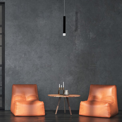 Carbon Designer Black Built In LED Pendant Light Cylindrical