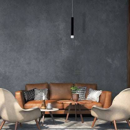 Carbon Designer Black Built In LED Pendant Light Cylindrical