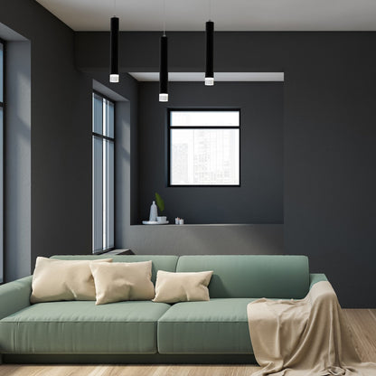 Carbon Designer Black LED Pendant Light Cylindrical