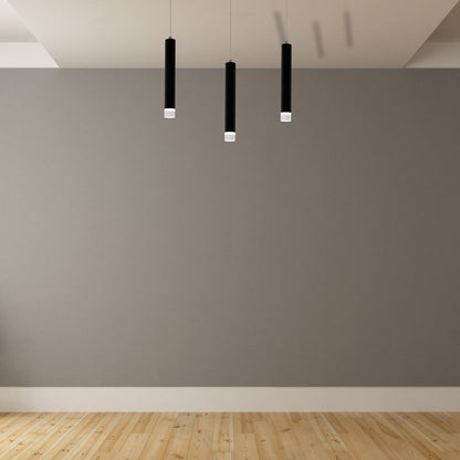 Carbon Designer Black LED Pendant Light Cylindrical