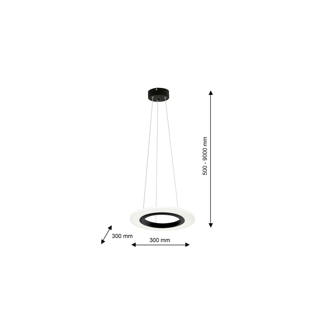 Cosmo Black LED Pendant Lamp Stylish Ring Lights