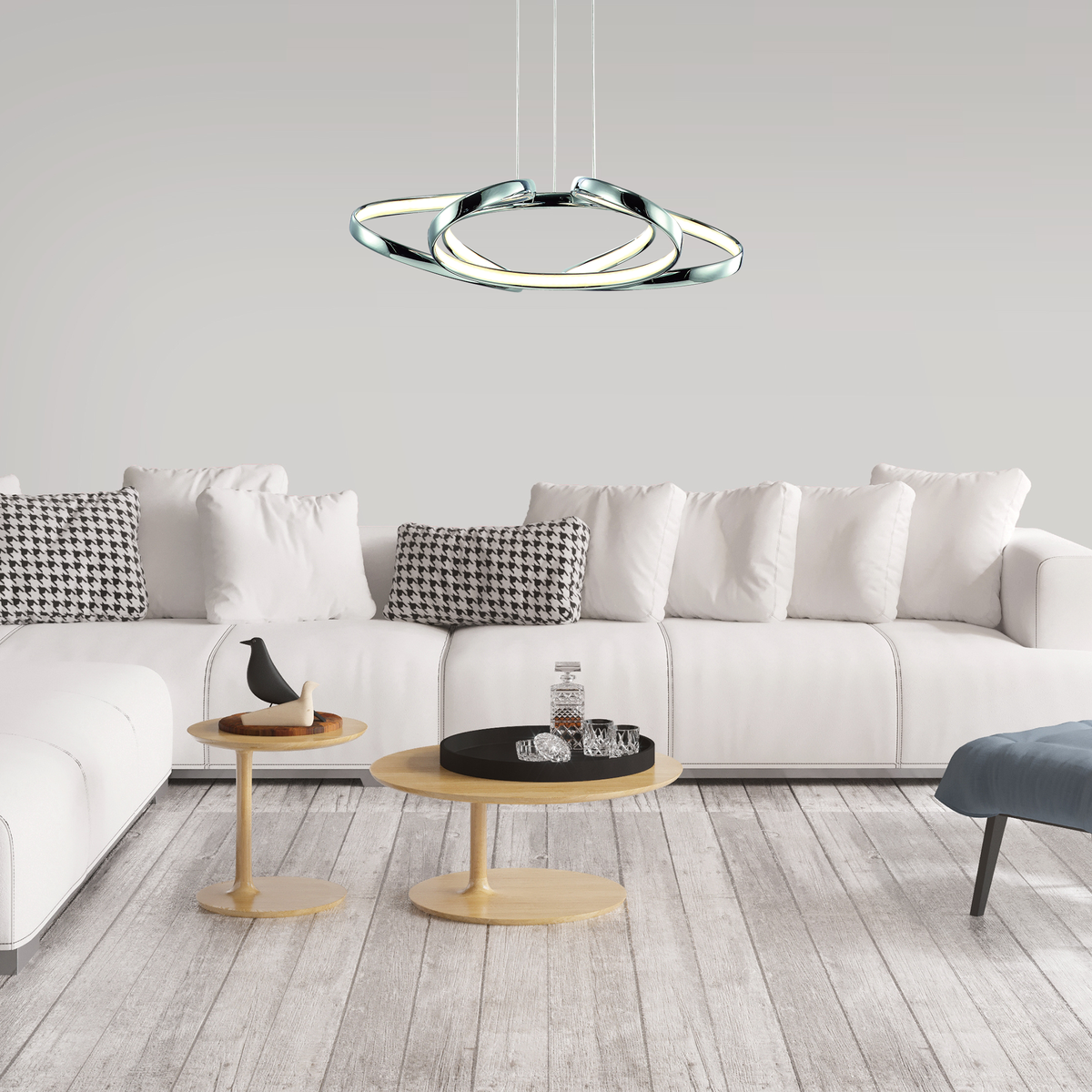 Craft LED Pendant Light 45cm Elegant Chrome Curves