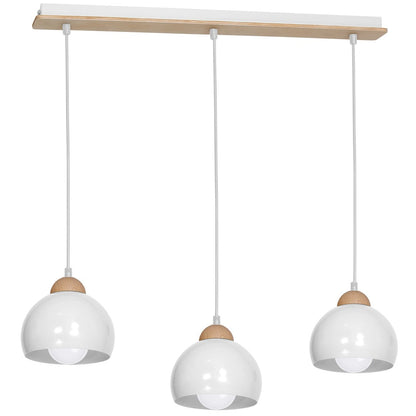 Dama Pendant Lamp Hand Made Scandi Syle White With Wooden Detail