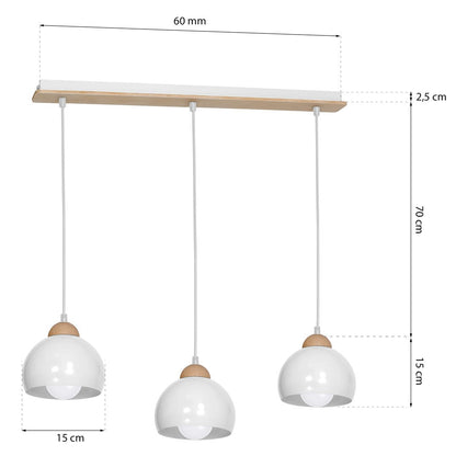 Dama Pendant Lamp Hand Made Scandi Syle White With Wooden Detail