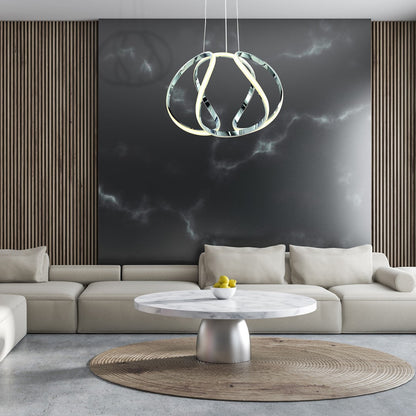 Globe Pendant Lamp Designer LED Stunning Chrome Curves