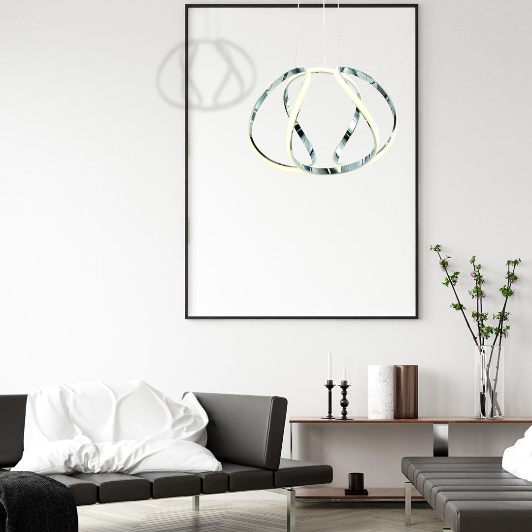 Globe Pendant Lamp Designer LED Stunning Chrome Curves