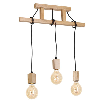 Jack Pendant Lamp Hand Made Natural Wood Ladder And Rope