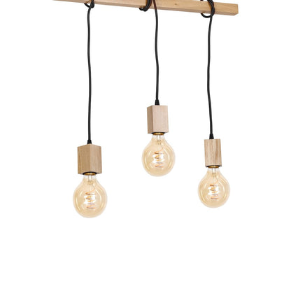 Jack Pendant Lamp Hand Made Natural Wood Ladder And Rope