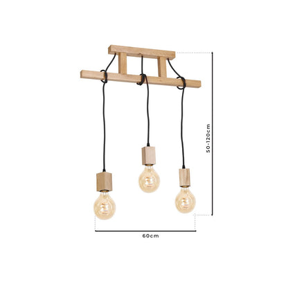 Jack Pendant Lamp Hand Made Natural Wood Ladder And Rope