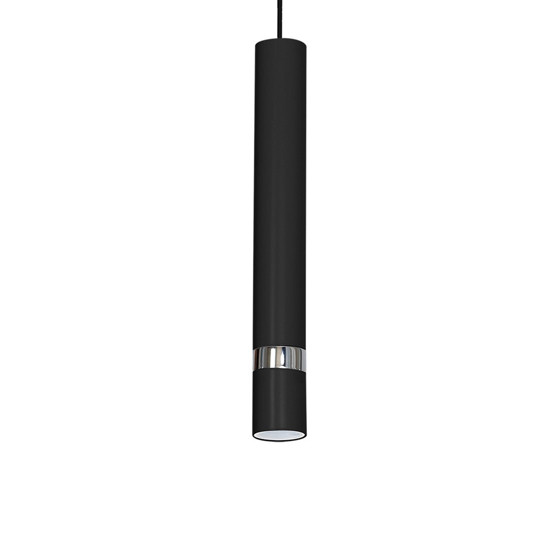 Joker Pendant Lamp Hand Made In Matt Black With Chrome Detail