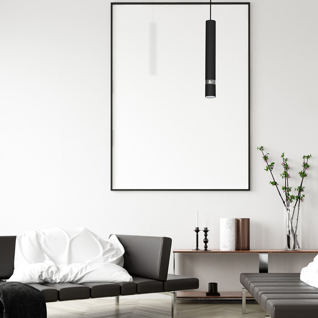 Joker Pendant Lamp Hand Made In Matt Black With Chrome Detail