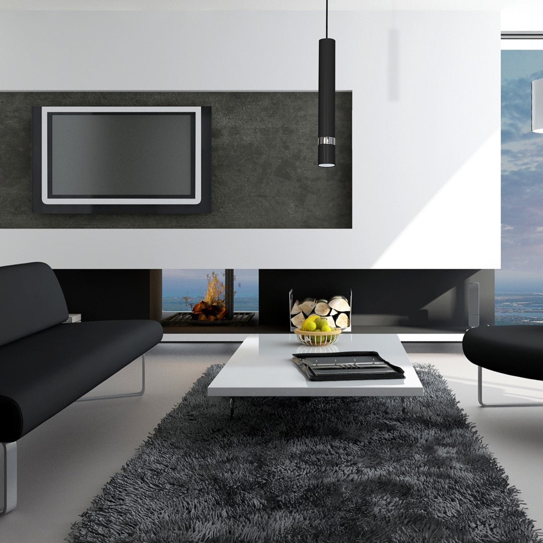 Joker Pendant Lamp Hand Made In Matt Black With Chrome Detail