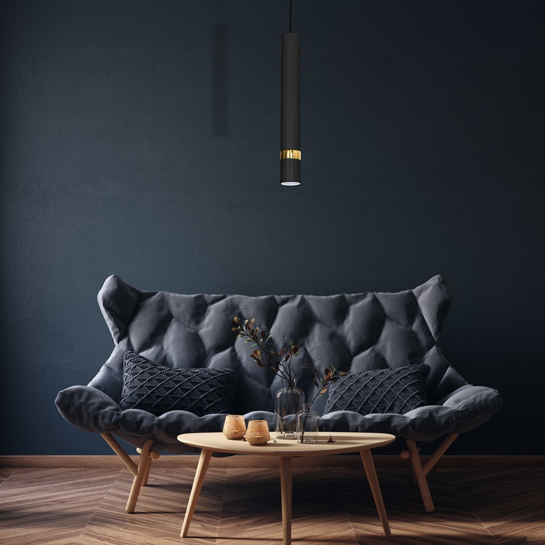 Joker Hand Made Pendant Lamp Matt Black With Gold Detail