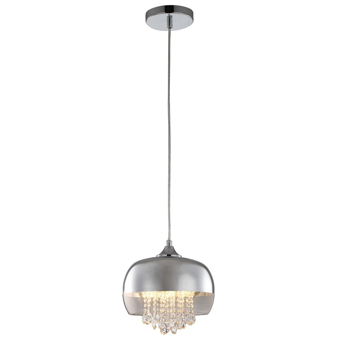 Luna Pendant Light Glass And Chrome With Suspended Crystals
