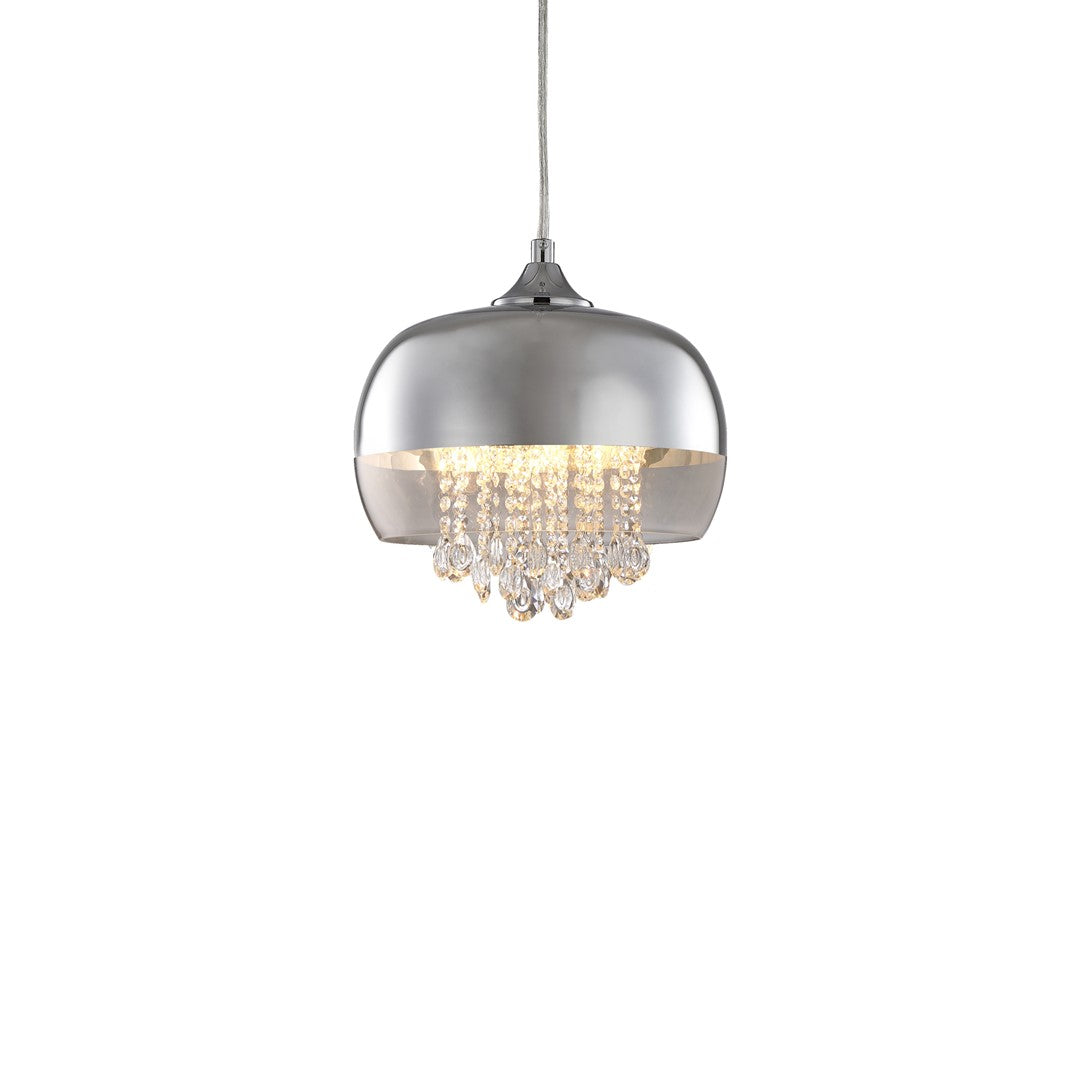 Luna Pendant Light Glass And Chrome With Suspended Crystals