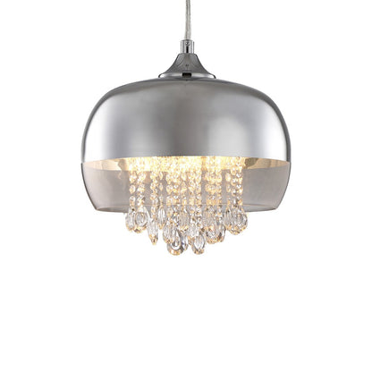Luna Pendant Light Glass And Chrome With Suspended Crystals