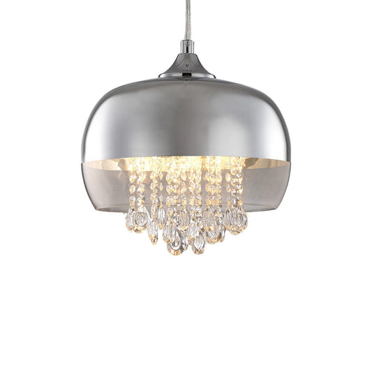 Luna Pendant Light Glass And Chrome With Suspended Crystals