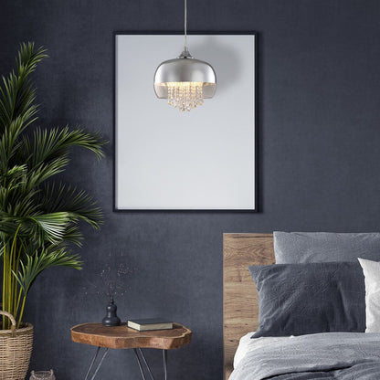 Luna Pendant Light Glass And Chrome With Suspended Crystals