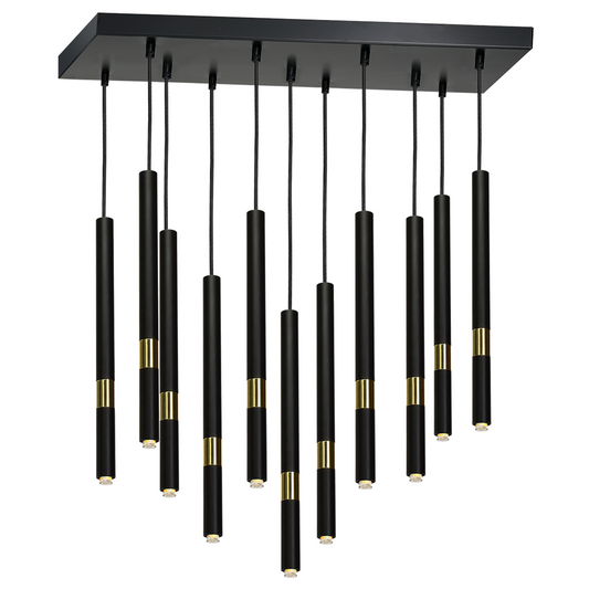Monza Pendant Lamp Hand Made Matt Black With Luxurious Gold Detail