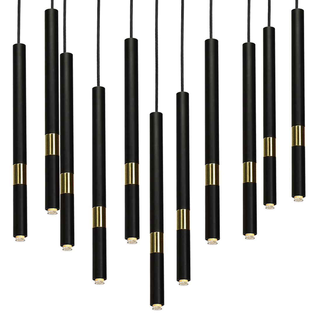 Monza Pendant Lamp Hand Made Matt Black With Luxurious Gold Detail