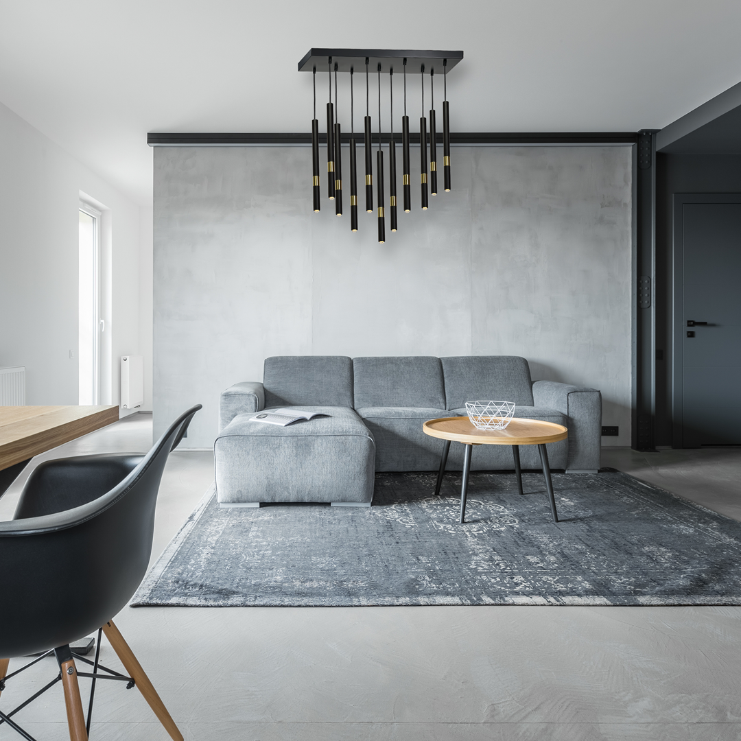 Monza Pendant Lamp Hand Made Matt Black With Luxurious Gold Detail