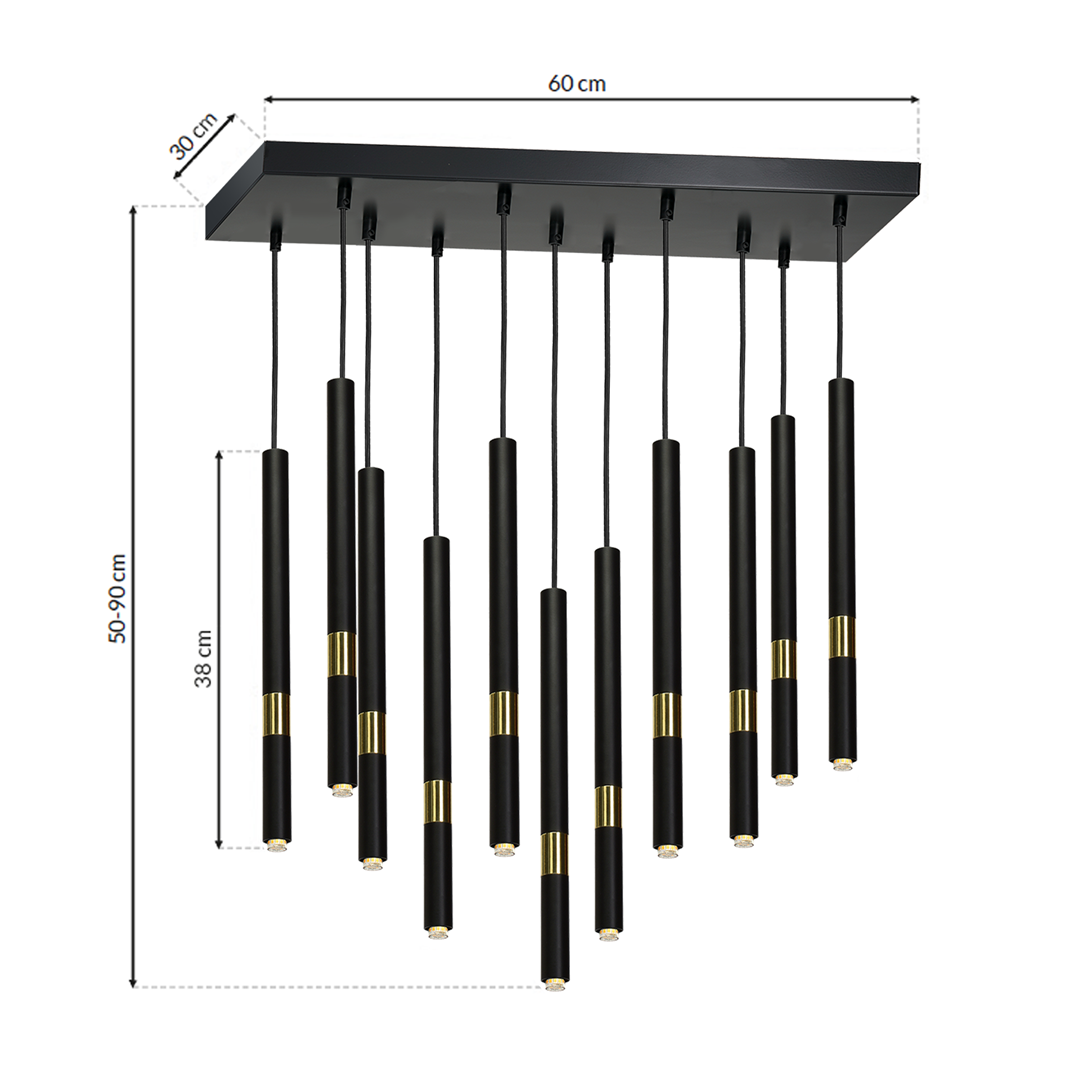 Monza Pendant Lamp Hand Made Matt Black With Luxurious Gold Detail
