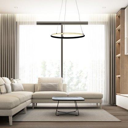 Orion LED Pendant Light 40cm Diameter Modern Black Circular Design