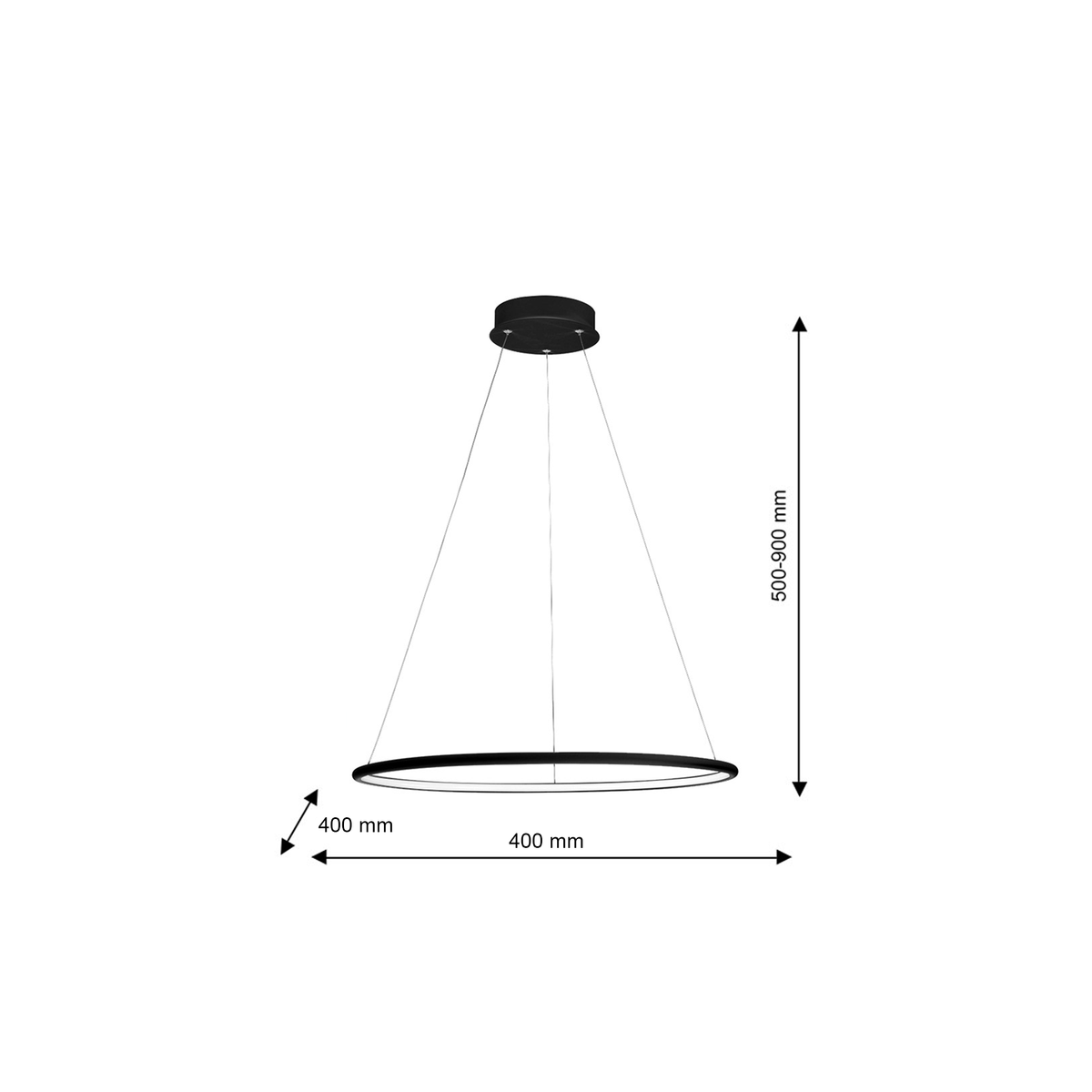 Orion LED Pendant Light 40cm Diameter Modern Black Circular Design