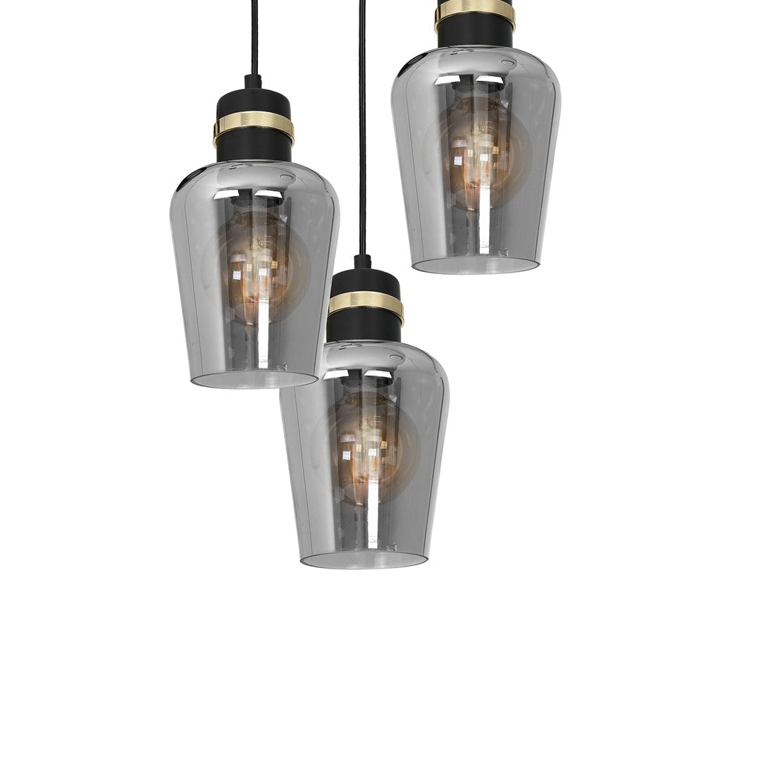 Pendant Lamp Richmond Black / Gold 3XE27  Circle