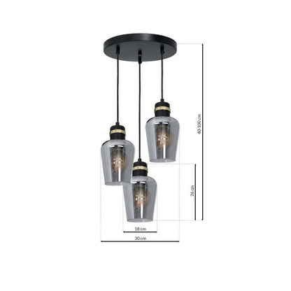 Pendant Lamp Richmond Black / Gold 3XE27  Circle