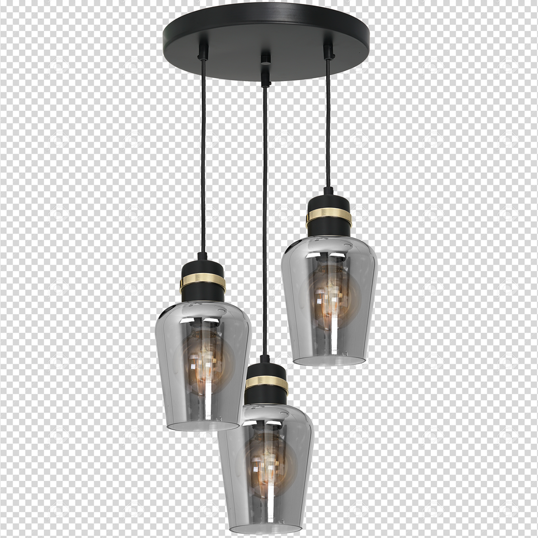 Pendant Lamp Richmond Black / Gold 3XE27  Circle