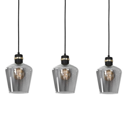 Pendant Lamp Richmond Black / Gold 3XE27 Strip