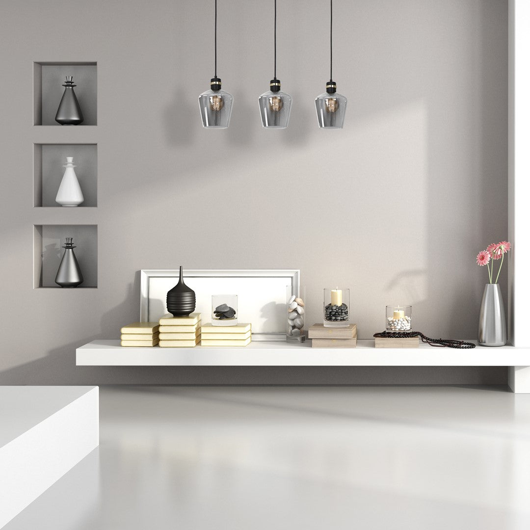 Pendant Lamp Richmond Black / Gold 3XE27 Strip
