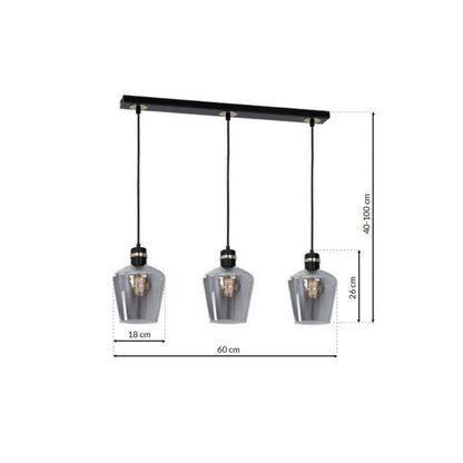 Pendant Lamp Richmond Black / Gold 3XE27 Strip