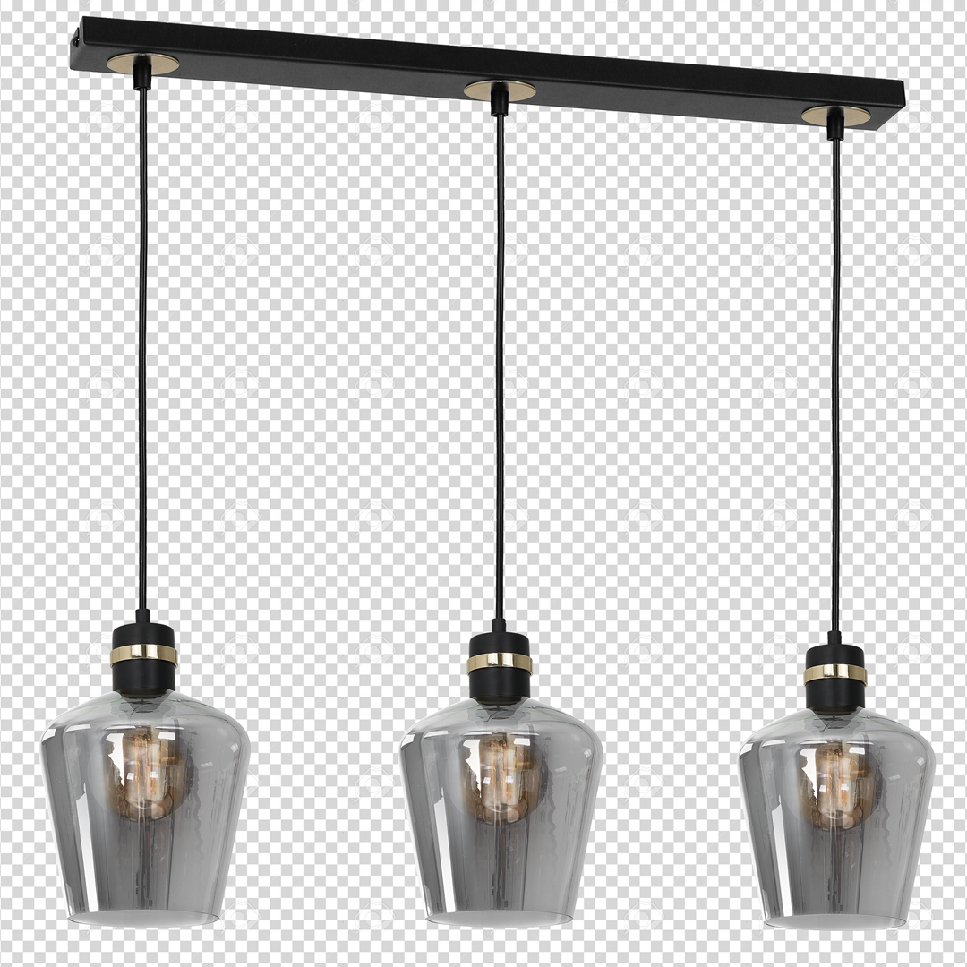 Pendant Lamp Richmond Black / Gold 3XE27 Strip