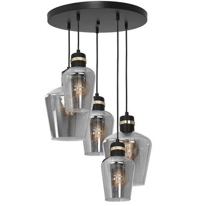 Pendant Lamp Richmond Black / Gold 5XE27  Circle