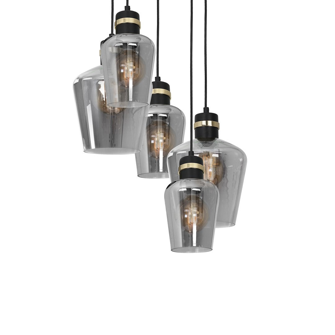 Pendant Lamp Richmond Black / Gold 5XE27  Circle