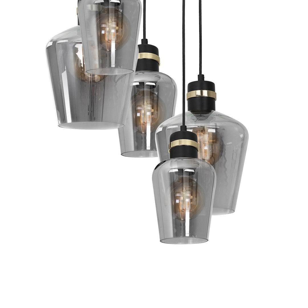 Pendant Lamp Richmond Black / Gold 5XE27  Circle