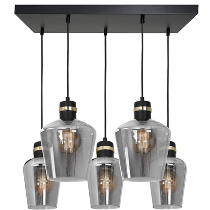 Richmond Pendant Lamp Hand Made Black And Gold Smoked Glass