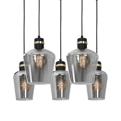 Richmond Pendant Lamp Hand Made Black And Gold Smoked Glass