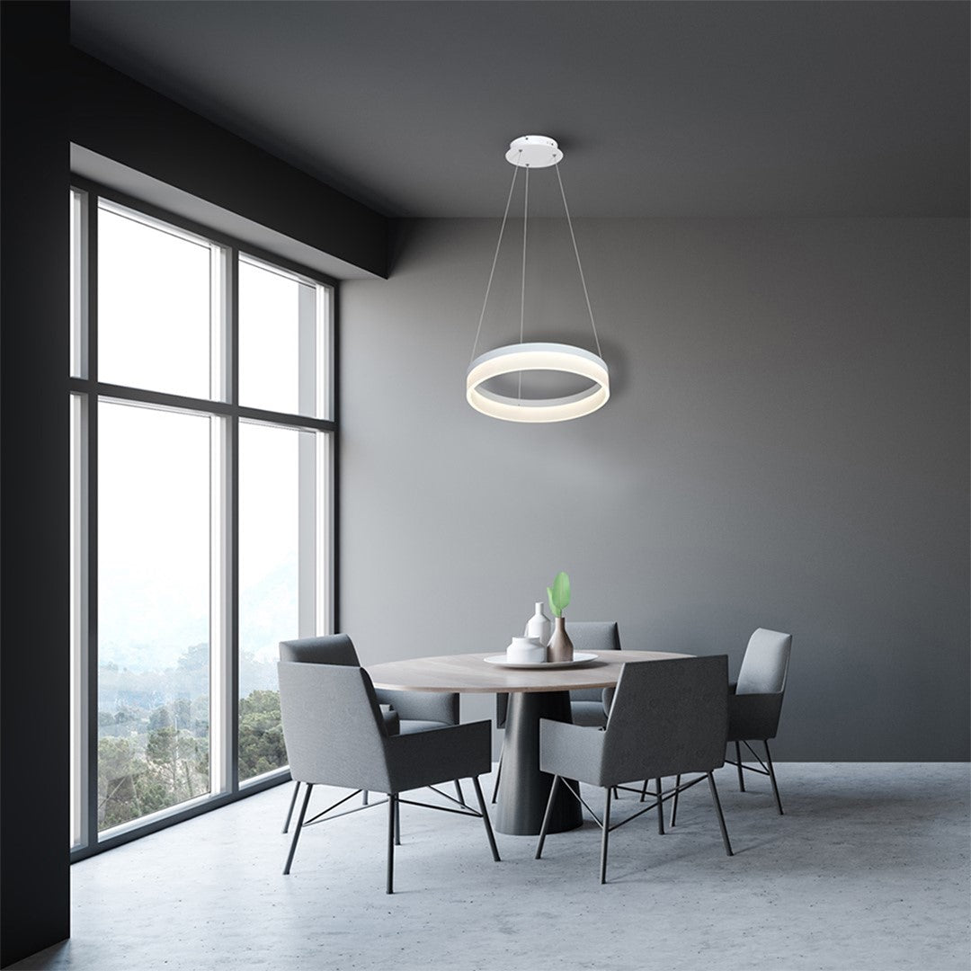 Ring LED Pendant Lamp 40cm Circular White With Built In Light Source