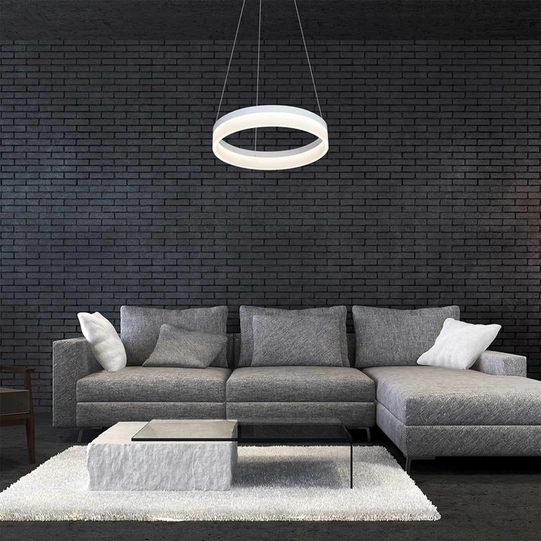 Ring LED Pendant Lamp 40cm Circular White With Built In Light Source